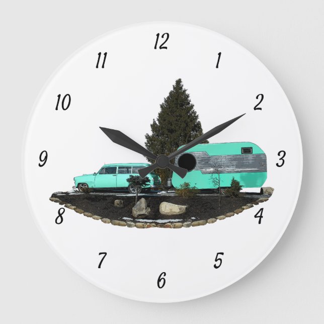 Retro Camping Car Trailer Nomad Wall Clock (Front)