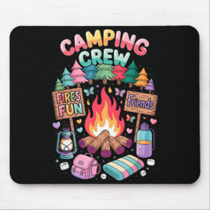 Retro camping crew campfire family squad hiking mouse pad