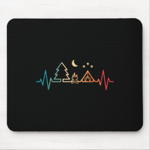 Retro Camping Heartbeat Nature Camper Hiking Men B Mouse Pad