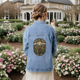 Retro Camping Hiking Outdoor Nature Lover Design Denim Jacket