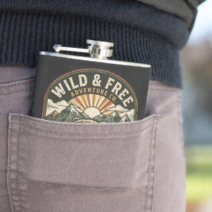 Retro Camping Hiking Outdoor Nature Lover Design Hip Flask