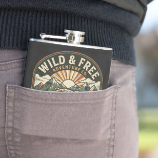  Retro Camping Hiking Outdoor Nature Lover Design Hip Flask
