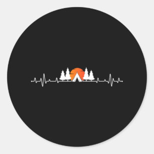 Retro Camping Outdoor Heartbeat Nature Camper Hiki Classic Round Sticker