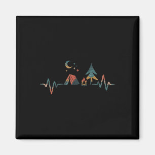 Retro Camping Outdoor Heartbeat Nature Camper Hiki Magnet