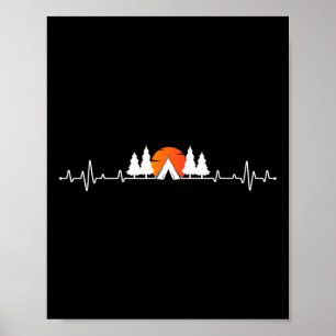 Retro Camping Outdoor Heartbeat Nature Camper Hiki Poster
