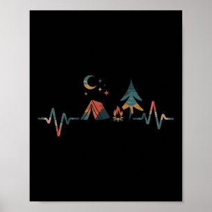 Retro Camping Outdoor Heartbeat Nature Camper Hiki Poster