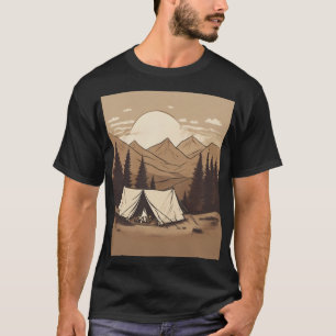 Retro Camping Tent Outdoors Hiking Adventure Natur T-Shirt