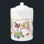 Retro Camping theme<br><div class="desc">Retro camping themed teapot. Lovely design,  you'll be yearning for the great outdoors!</div>