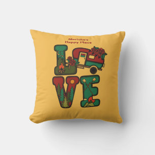 Retro Camping Theme LOVE Camping Cushion