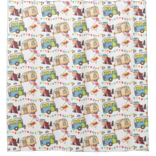 Retro Camping theme  Shower Curtain