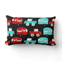 Retro Camping Trailer Turquoise Red Vintage Cars