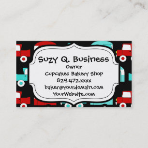 Retro Camping Trailer Turquoise Red Vintage RV Business Card