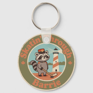 Retro Canadian Racoon Barrie Hockey Key Ring