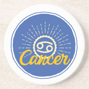 Retro Cancer Zodiac Sign Badge   Coaster