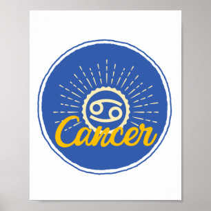 Retro Cancer Zodiac Sign Badge  Poster