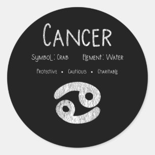 Retro Cancer Zodiac Sign Gift for Astrology Lover Classic Round Sticker