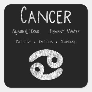 Retro Cancer Zodiac Sign Gift for Astrology Lover Square Sticker