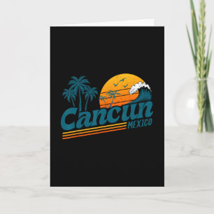 Retro Cancun Mexico Sunset Palm Tree Beach Summer  Card