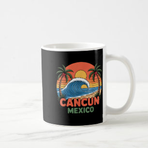 Retro Cancun Mexico Sunset Palm Tree Beach Summer Coffee Mug
