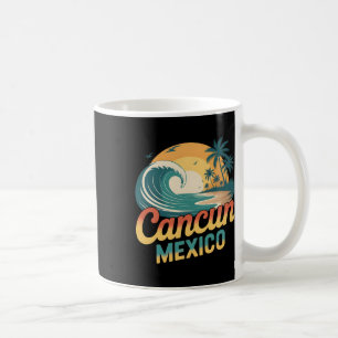 Retro Cancun Mexico Sunset Palm Tree Beach Summer Coffee Mug