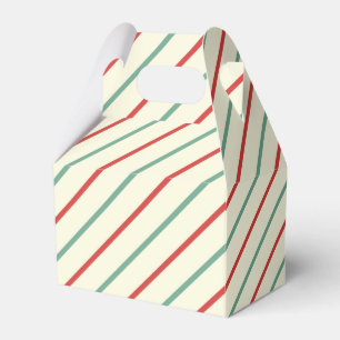 Retro Candy Cane Christmas Stripes Red Green Favour Box