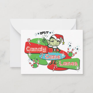 Retro Candy Cane Lanes Bowling Elf Card