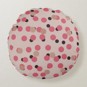 Retro Candy Floss Mid-Century Pink Dots Round Cushion