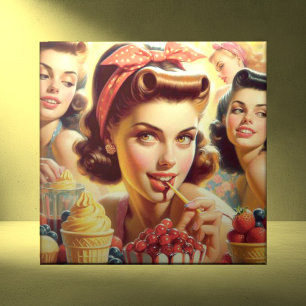Retro Candy Girls Ceramic Tile