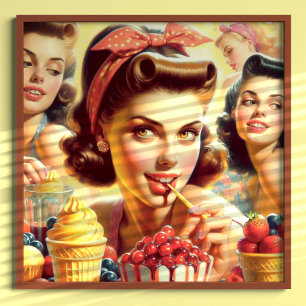 Retro Candy Girls Poster