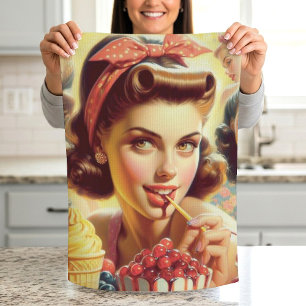 Retro Candy Girls Tea Towel