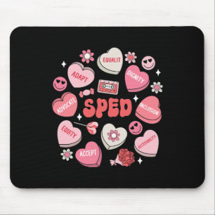 Retro Candy Heart Special Education Sped Teacher V Mouse Pad