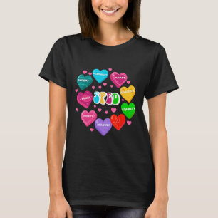 Retro Candy Heart Special Education Sped Teacher V T-Shirt