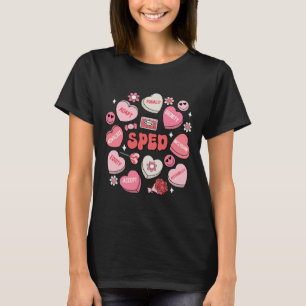 Retro Candy Heart Special Education Sped Teacher V T-Shirt