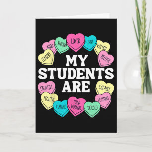 Retro Candy Heart Teacher Valentine's Positive Aff Card