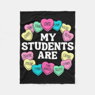 Retro Candy Heart Teacher Valentine's Positive Aff Fleece Blanket
