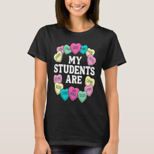 Retro Candy Heart Teacher Valentine's Positive Aff T-Shirt