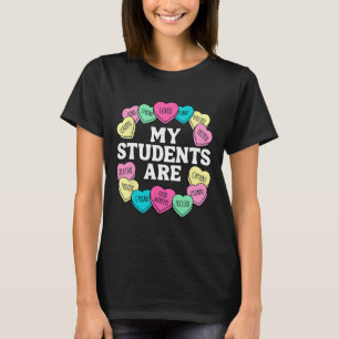 Retro Candy Heart Teacher Valentine's Positive Aff T-Shirt
