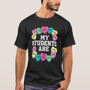 Retro Candy Heart Teacher Valentine's Positive Aff T-Shirt