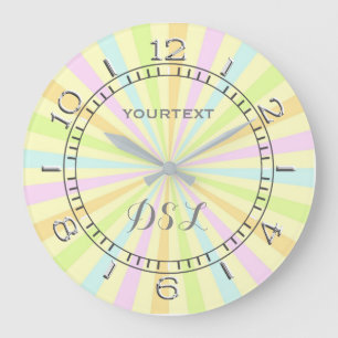 Retro Candy Pastels Classic Spinning Wheel Dial Large Clock