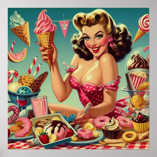 Retro Candy Pin Up Poster (Front)