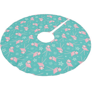 Retro Candy Pink Flamingos ©studioxtine Brushed Polyester Tree Skirt