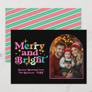Retro Candy Pop Retro Christmas Family Photo Holiday Card