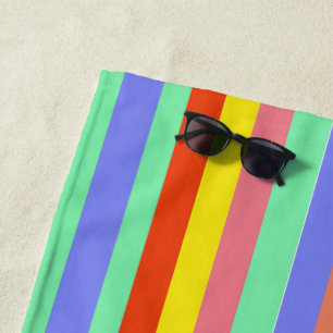 Retro Candy Stripes  Beach Towel