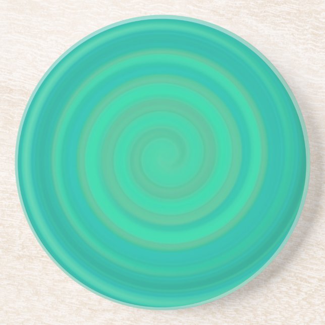 Retro Candy Swirl in Kiwi Teal Coaster (Front)