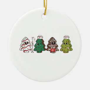 Retro Candy Tree Christmas Pink Bow Coquette Ceramic Ornament