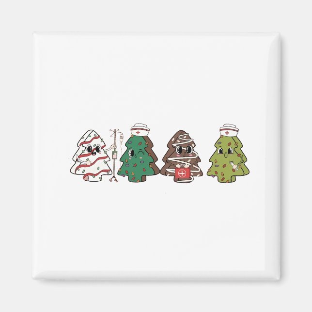 Retro Candy Tree Christmas Pink Bow Coquette  Magnet (Front)
