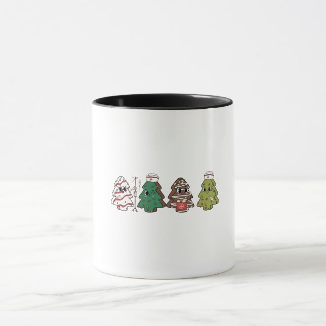 Retro Candy Tree Christmas Pink Bow Coquette  Mug (Center)