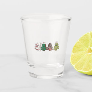 Retro Candy Tree Christmas Pink Bow Coquette Shot Glass