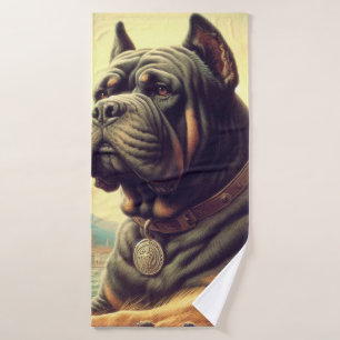 Retro Cane Corso Painting Bath Towel