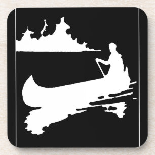 Retro Canoe Silhouette Coaster